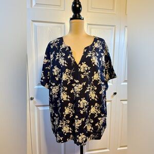 SHEIN Floral Print Navy Top , 4X